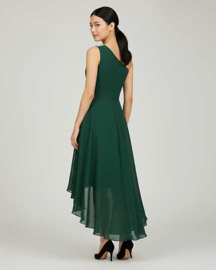 Armeeguenes Jugendweihe Kleid Einschulter | Pailletten - Ansicht 2