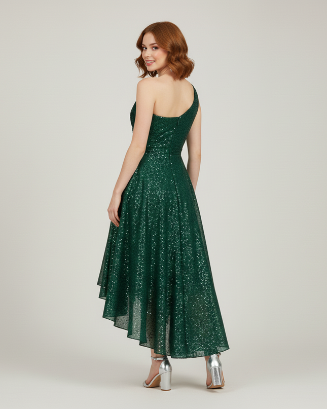 Armegruenes Jugendweihe Kleid Sequin Einschulter Kinder - Ansicht 2