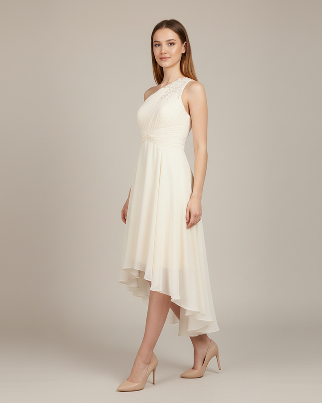 Festliches Kleid Jugendweihe Asymmetrisch Ivory Pailletten - Ansicht 3