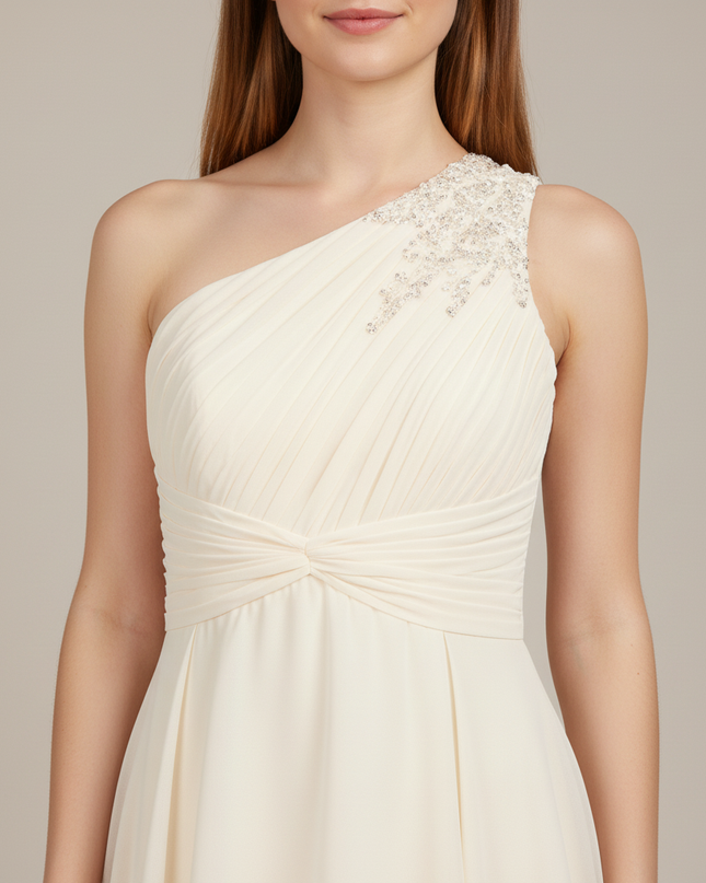 Festliches Kleid Jugendweihe Asymmetrisch Ivory Pailletten - Ansicht 4