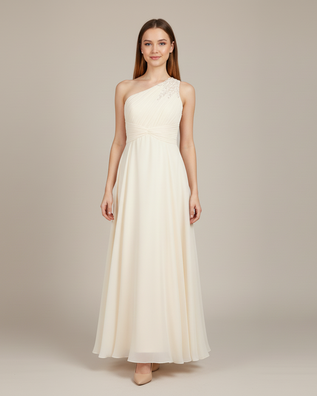 Festliches Kleid Jugendweihe Asymmetrisch Ivory Pailletten - Ansicht 5