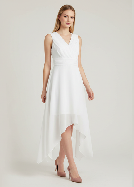 Festliche Kleider Jugendweihe Chiffon Weiss - Festkleid - Ansicht 1