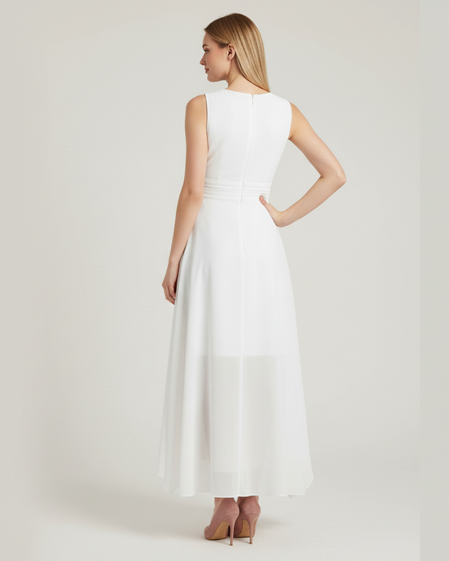 Festliche Kleider Jugendweihe Chiffon Weiss - Festkleid - Ansicht 2