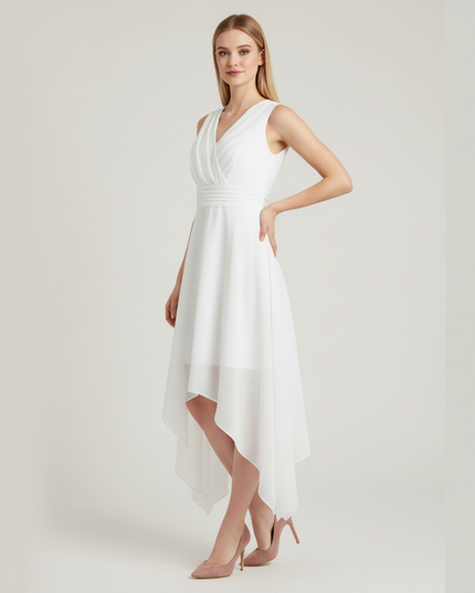 Festliche Kleider Jugendweihe Chiffon Weiss - Festkleid - Ansicht 3