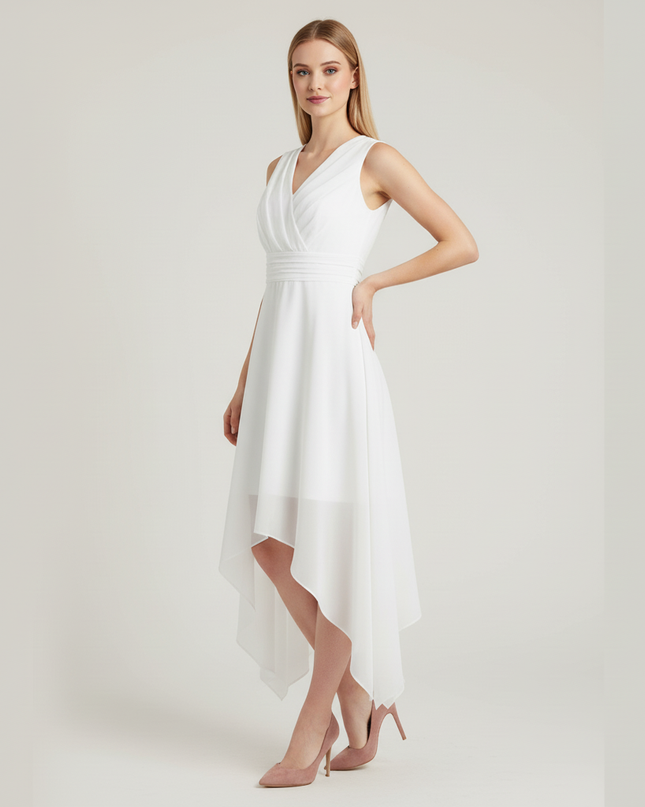 Festliche Kleider Jugendweihe Chiffon Weiss - Festkleid - Ansicht 3