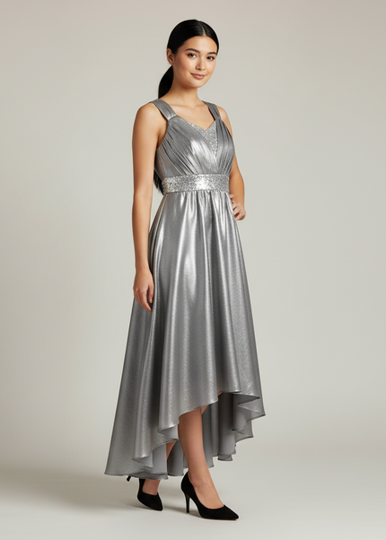 Festliche Kleider Jugendweihe Elegant - Silber Lang - Ansicht 1