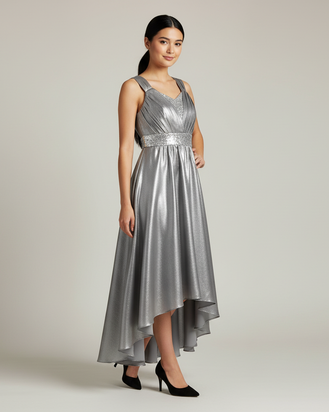 Festliche Kleider Jugendweihe Elegant - Silber Lang - Ansicht 1