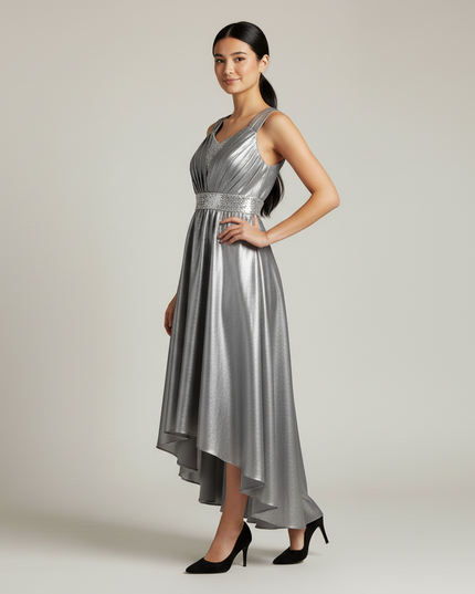 Festliche Kleider Jugendweihe Elegant - Silber Lang - Ansicht 3
