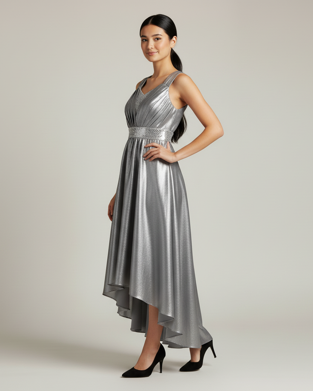 Festliche Kleider Jugendweihe Elegant - Silber Lang - Ansicht 3