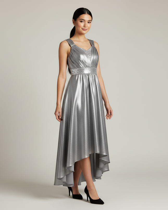 Festliche Kleider Jugendweihe Elegant - Silber Lang - Ansicht 5