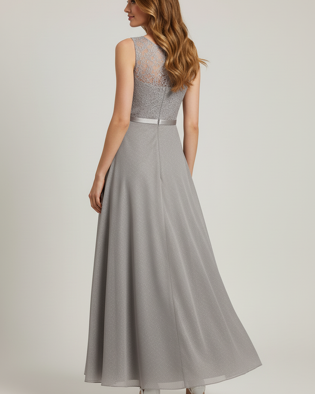 Festliches Kleid Jugendweihe Grau Lang - Elegant - Ansicht 2