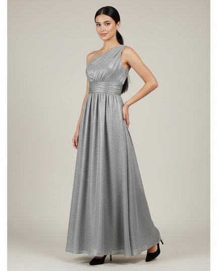 Festliches Kleid Jugendweihe Grau Schulterlos - Chiffon - Ansicht 1