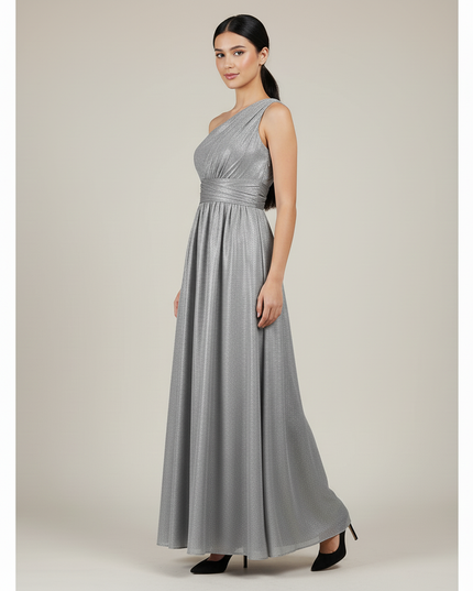 Festliches Kleid Jugendweihe Grau Schulterlos - Chiffon - Ansicht 3