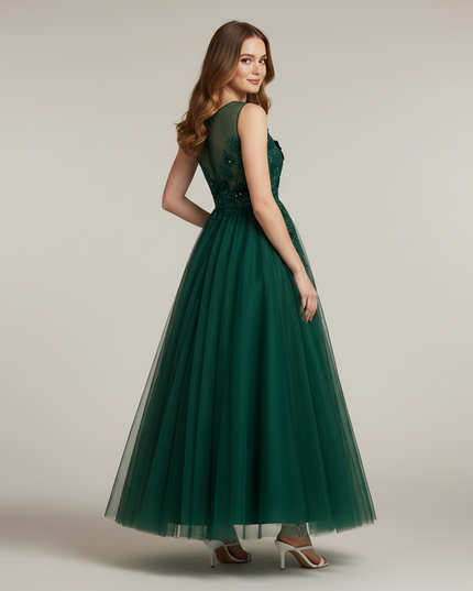 Festliches Kleid Jugendweihe Gruen Lang Blumen - Ansicht 2