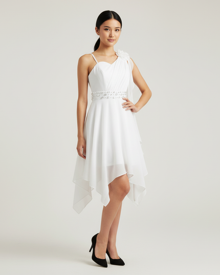 Festliche Kleider Jugendweihe Halter Weiss | Chiffon - Ansicht 1