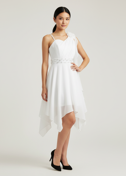 Festliche Kleider Jugendweihe Halter Weiss | Chiffon - Ansicht 1