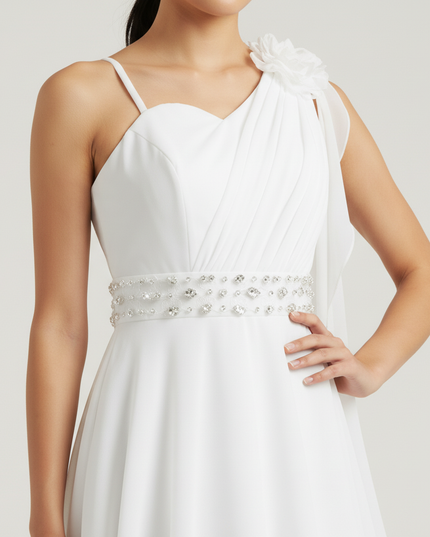 Festliche Kleider Jugendweihe Halter Weiss | Chiffon - Ansicht 4