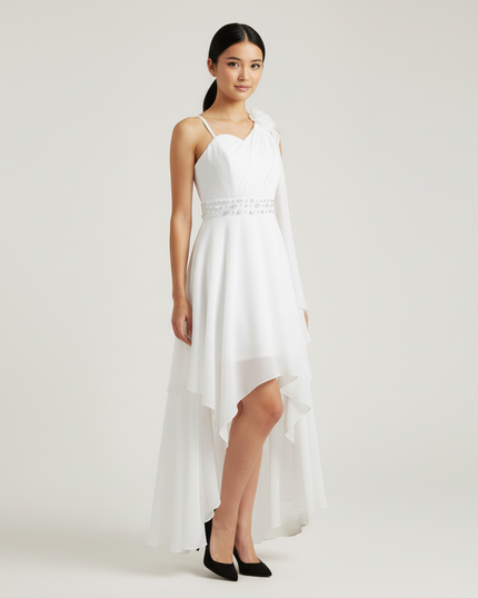 Festliche Kleider Jugendweihe Halter Weiss | Chiffon - Ansicht 5