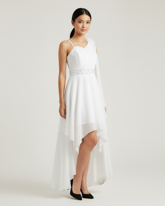 Festliche Kleider Jugendweihe Halter Weiss | Chiffon - Ansicht 5