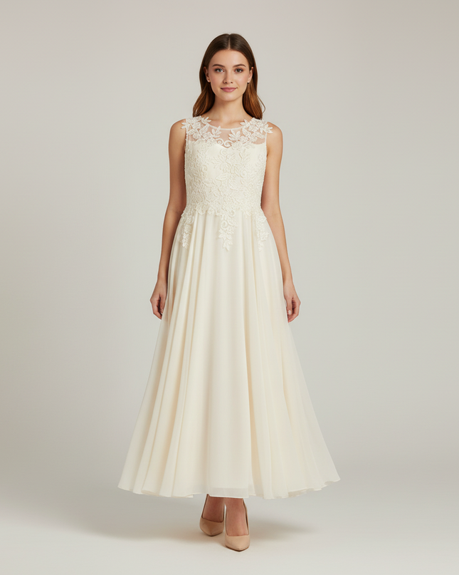 Festliches Kleid Jugendweihe Ivory Blumen - Lang - Ansicht 1