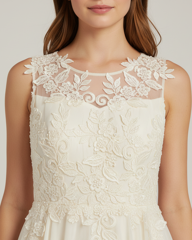 Festliches Kleid Jugendweihe Ivory Blumen - Lang - Ansicht 4