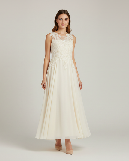 Festliches Kleid Jugendweihe Ivory Blumen - Lang - Ansicht 5