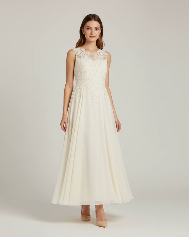 Festliches Kleid Jugendweihe Ivory Blumen - Lang - Ansicht 5