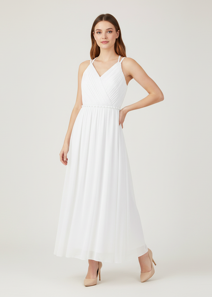 Festliche Kleider Jugendweihe Lang - Weiss Formal - Ansicht 1