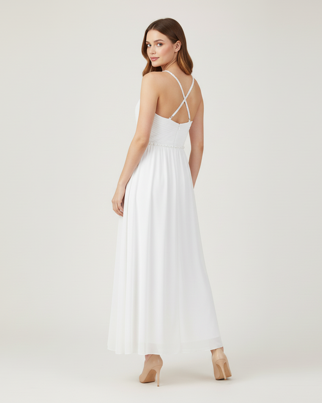 Festliche Kleider Jugendweihe Lang - Weiss Formal - Ansicht 2