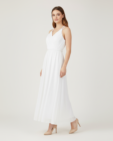 Festliche Kleider Jugendweihe Lang - Weiss Formal - Ansicht 3