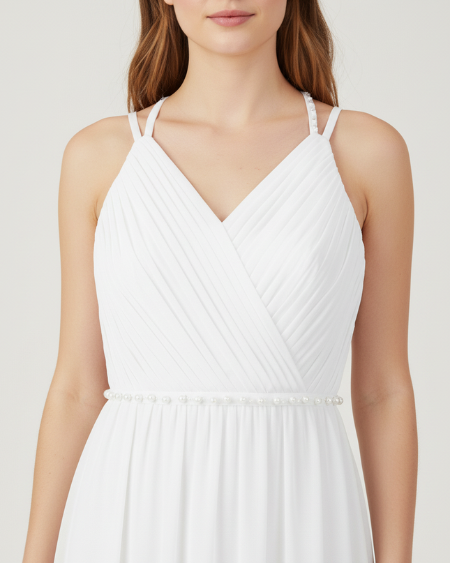 Festliche Kleider Jugendweihe Lang - Weiss Formal - Ansicht 4