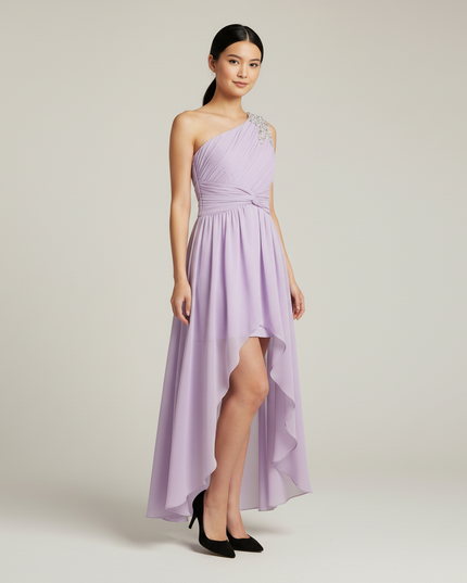 Festliches Kleid Jugendweihe Lavendel Perlenstickerei - Ansicht 3