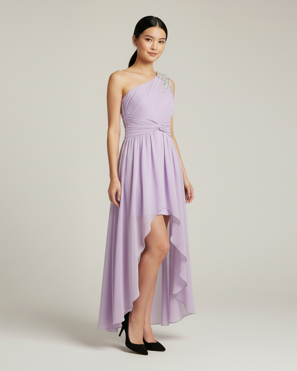 Festliches Kleid Jugendweihe Lavendel Perlenstickerei - Ansicht 5