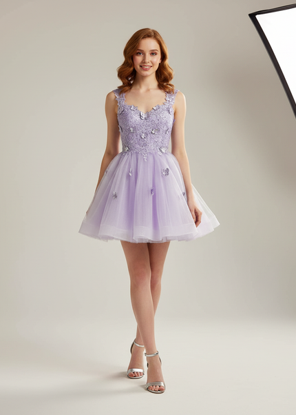 Festliche Kleider Jugendweihe Lila - Kurzes Cocktailkleid - Ansicht 1