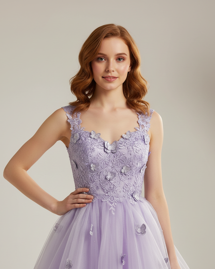 Festliche Kleider Jugendweihe Lila - Kurzes Cocktailkleid - Ansicht 4