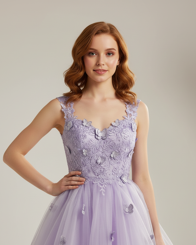 Festliche Kleider Jugendweihe Lila - Kurzes Cocktailkleid - Ansicht 4