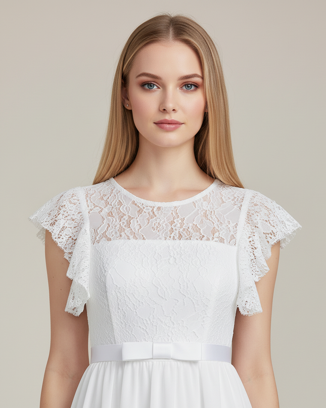 Festliche Kleider Jugendweihe Maedchen - Chiffon Spitze - Ansicht 4