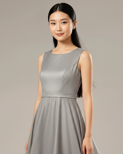 Festliche Kleider Jugendweihe Modern - Grau Chiffon - Ansicht 4