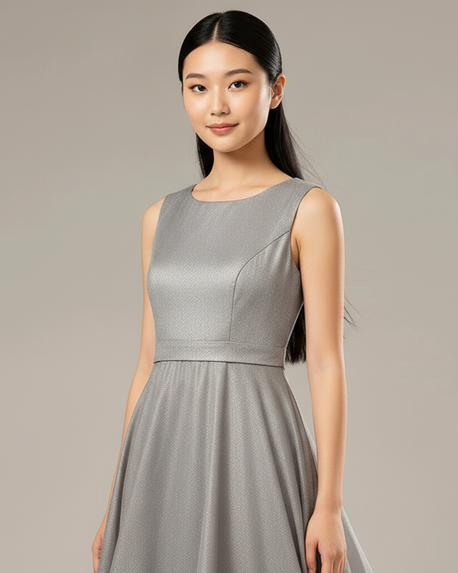 Festliche Kleider Jugendweihe Modern - Grau Chiffon - Ansicht 4