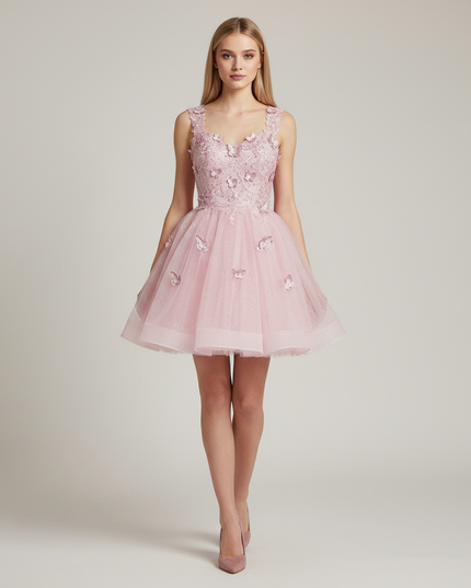 Festliche Kleider Jugendweihe Rosa - Kurzes Abendkleid - Ansicht 1