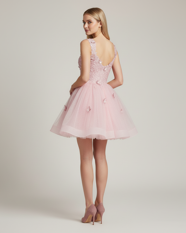 Festliche Kleider Jugendweihe Rosa - Kurzes Abendkleid - Ansicht 2