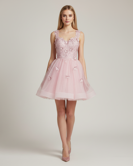 Festliche Kleider Jugendweihe Rosa - Kurzes Abendkleid - Ansicht 5