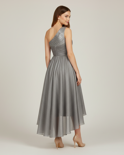 Festliches Kleid Jugendweihe Schulter Silber Pailletten - Ansicht 2