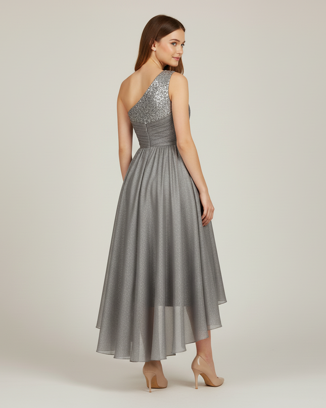 Festliches Kleid Jugendweihe Schulter Silber Pailletten - Ansicht 2
