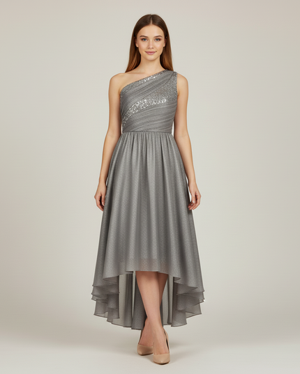 Festliches Kleid Jugendweihe Schulter Silber Pailletten - Ansicht 5