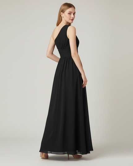 Festliches Kleid Jugendweihe Schulterlos Schwarz Chiffon - Ansicht 2