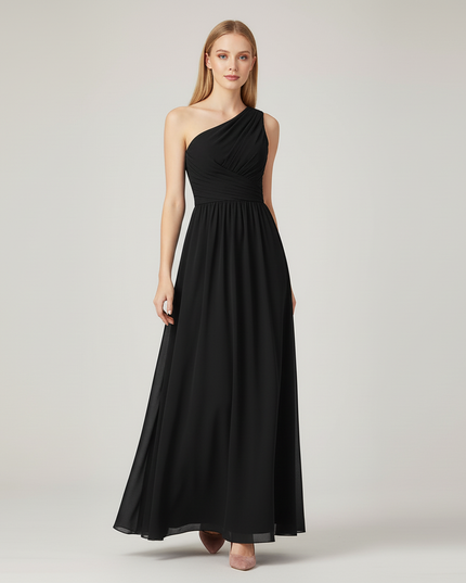 Festliches Kleid Jugendweihe Schulterlos Schwarz Chiffon - Ansicht 5
