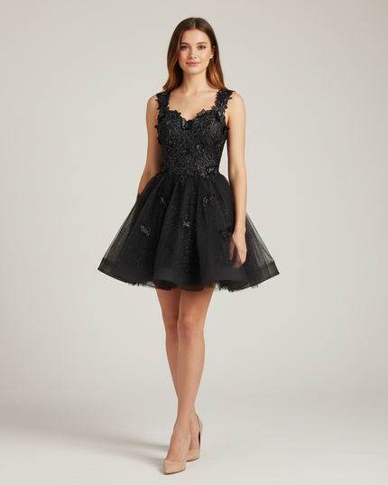 Festliche Kleider Jugendweihe Schwarz Kurz - Cocktailkleid - Ansicht 1