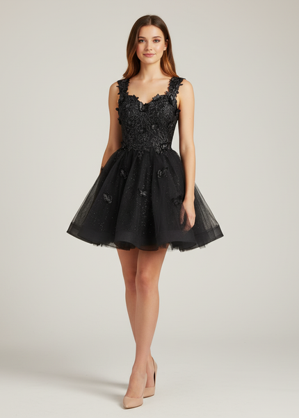 Festliche Kleider Jugendweihe Schwarz Kurz - Cocktailkleid - Ansicht 1
