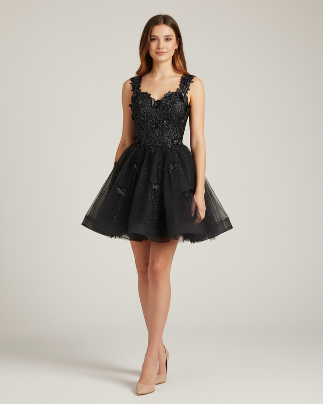 Festliche Kleider Jugendweihe Schwarz Kurz - Cocktailkleid - Ansicht 1